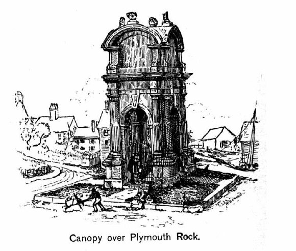 Plymouth Rock has been an object of reverence, as a symbol of the founding of a new nation, so it is protected by a canopy
