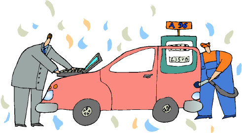 Guy filling gas tank of car