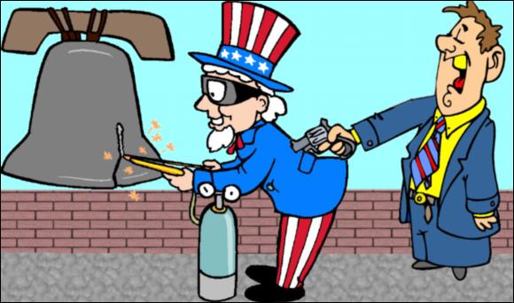 The book's title refers to the relinquishing of control of our economy and U.S. State Department and the creation of international agencies to which we assigned partial sovereignty in this shadow government's globalist New World Order