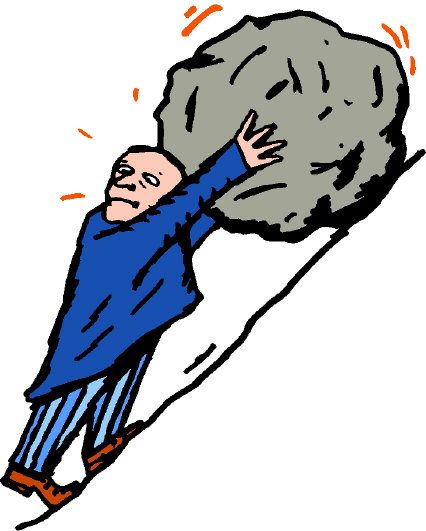 With the smallest nudge, an army of men cannot stop a 1,000-ton boulder from rolling down a hill