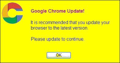 Google doesn't operate from dialog boxes like this, and Chrome doesn't use this method to encourage updates, since they know that scammers would exploit such dialogs by making fakes
